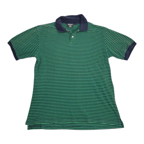 Vintage Polo Jeans Co. Ralph Lauren Green Navy Stripe Large Polo Shirt - Picture 1 of 3